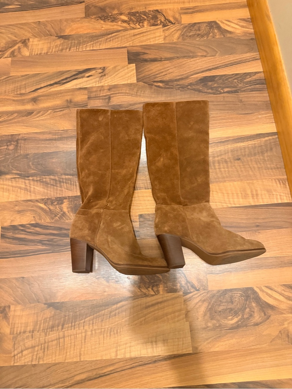 ANTONIO MELANI Brown Suede Knee-High Block Heel Boots - Picture 2 of 2